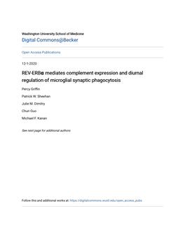 REV-Erbα Mediates Complement Expression and Diurnal Regulation of Microglial Synaptic Phagocytosis