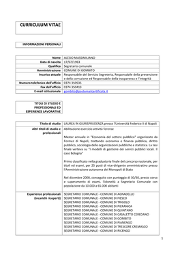 Curriculum Vitae Dott. Alesio Massimiliano