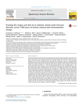 Urocyon Littoralis) Across 7300 Years of Human Cultural and Environmental Change