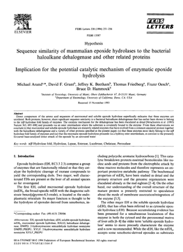 Sequence Similarity of Mammalian Epoxide Hydrolases to the Bacterial Haloalkane Dehalogenase and Other Related Proteins