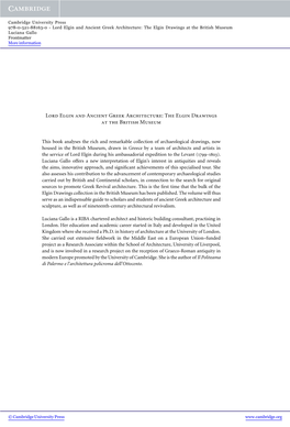 Lord Elgin and Ancient Greek Architecture: the Elgin Drawings at the British Museum Luciana Gallo Frontmatter More Information