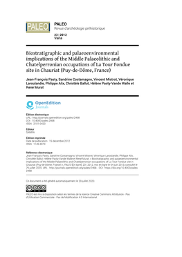 Biostratigraphic and Palaeoenvironmental Implications