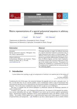 Matrix Representations of a Special Polynomial Sequence in Arbitrary Dimension