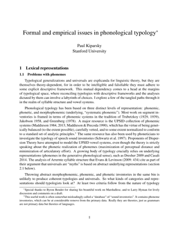 Formal and Empirical Issues in Phonological Typology∗
