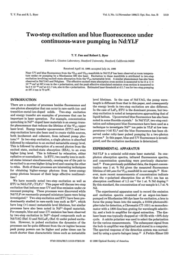 Two-Step Excitation and Blue Fluorescence Under Continuous-Wave Pumping in Nd:YLF