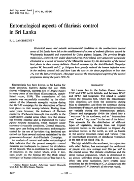 Entomological Aspects of Filariasiscontrol in Sri Lanka