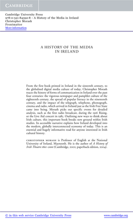 A History of the Media in Ireland Christopher Morash Frontmatter More Information