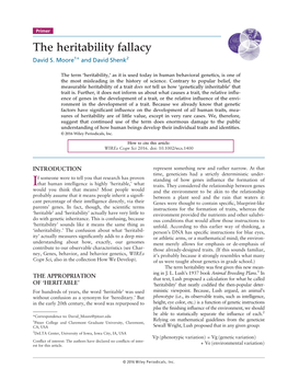 The Heritability Fallacy David S