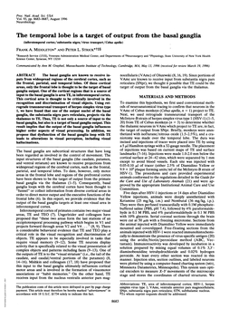 The Temporal Lobe Is a Target of Output from the Basal Ganglia (Inferotemporal Cortex/Substantia Nigra/Virus Transport/Cebus Apeula) FRANK A