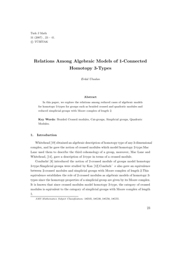 Relations Among Algebraic Models of 1-Connected Homotopy 3-Types