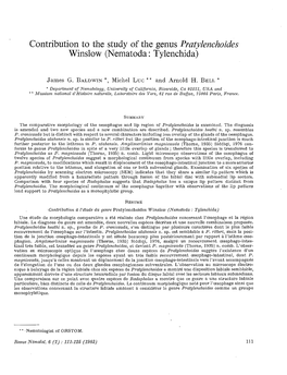 Contribution to the Study of the Genus Pratylenchoides Winslow