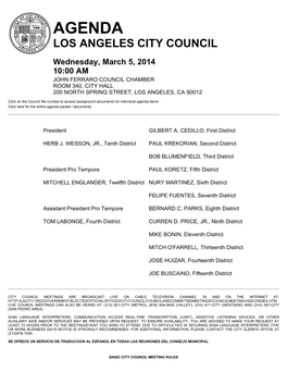 Agenda Los Angeles City Council