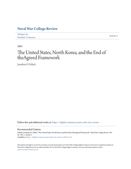 The United States, North Korea, and the End of Theagreed Framework