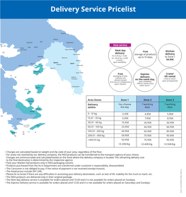 Delivery Service Pricelist