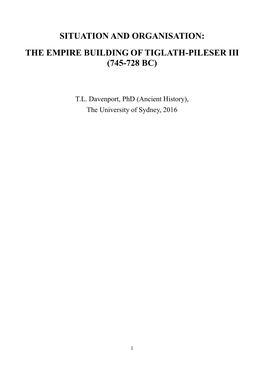 Situation and Organisation: the Empire Building of Tiglath-Pileser Iii (745-728 Bc)