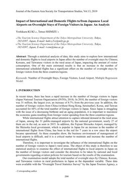 Impact of International and Domestic Flights To/From Japanese Local Airports on Overnight Stays of Foreign Visitors in Japan: an Analysis