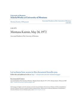 Montana Kaimin, May 26, 1972 Associated Students of the University of Montana