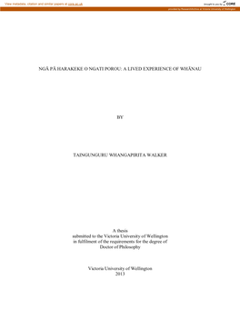 Ngā Pā Harakeke O Ngati Porou: a Lived Experience of Whānau