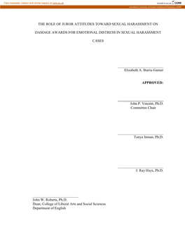 The Role of Juror Attitudes Toward Sexual Harassment On