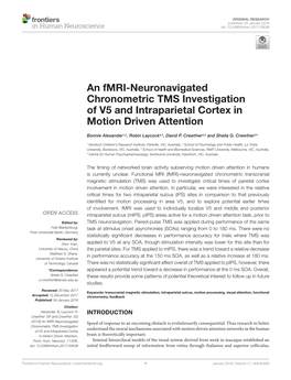 An Fmri-Neuronavigated Chronometric TMS Investigation of V5 and Intraparietal Cortex in Motion Driven Attention