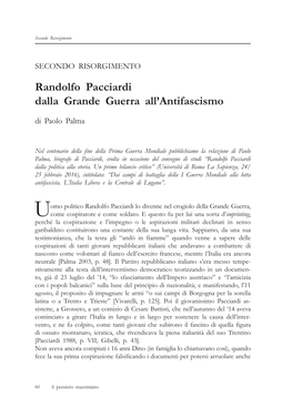 Randolfo Pacciardi Dalla Grande Guerra All'antifascismo