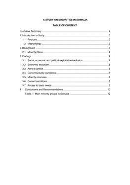 A Study on Minorities in Somalia