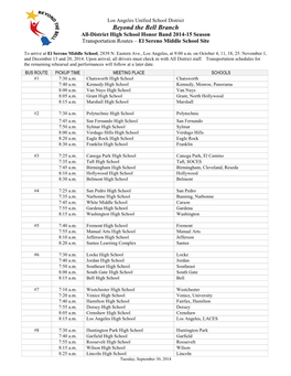 Beyond the Bell Branch All-District High School Honor Band 2014-15 Season Transportation Routes – El Sereno Middle School Site