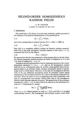 Second-Order Homogeneous Random Fields