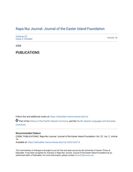 Journal of the Easter Island Foundation