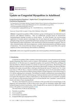 Update on Congenital Myopathies in Adulthood