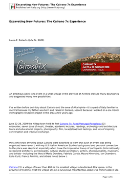 Excavating New Futures: the Cairano 7X Experience Published on Iitaly.Org (
