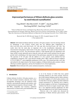 Improved Performances of Lithium Disilicate Glass-Ceramics by Seed Induced Crystallization