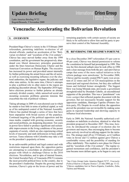 Venezuela: Accelerating the Bolivarian Revolution