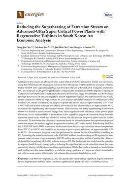 Reducing the Superheating of Extraction Stream on Advanced-Ultra Super Critical Power Plants with Regenerative Turbines in South Korea: an Economic Analysis
