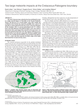 Two Large Meteorite Impacts at the Cretaceous-Paleogene Boundary