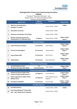 Page 1 of 2 Buckinghamshire Primary Care Commissioning Committee AGENDA