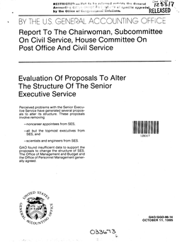 GGD-86-14 Evaluation of Proposals to Alter the Structure of the Senior