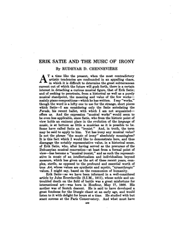 ERIK SATIE and the MUSIC of IRONY by RUDHYAR D