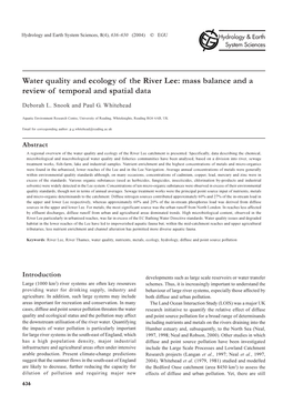Water Quality and Ecology of the River Lee: Mass Balance and a Review of Temporal and Spatial Data