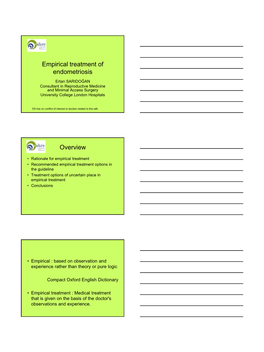 Empirical Treatment of Endometriosis