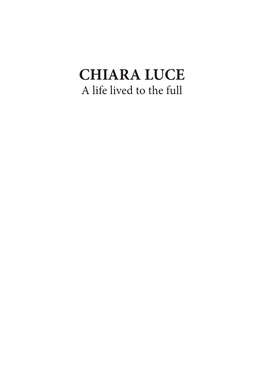 Chiara Luce: a Life Lived to the Full