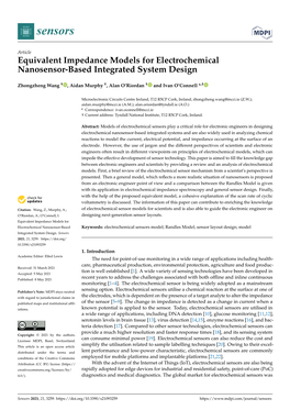 Equivalent Impedance Models for Electrochemical Nanosensor-Based Integrated System Design