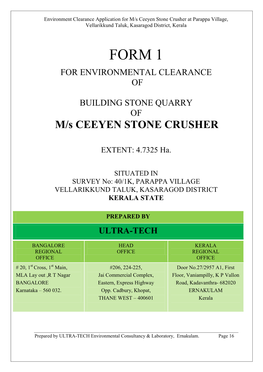 Form 1 for Environmental Clearance Of