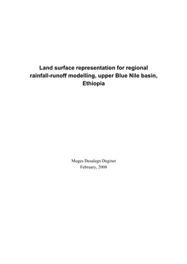 Land Surface Representation for Regional Rainfall-Runoff Modelling, Upper Blue Nile Basin, Ethiopia