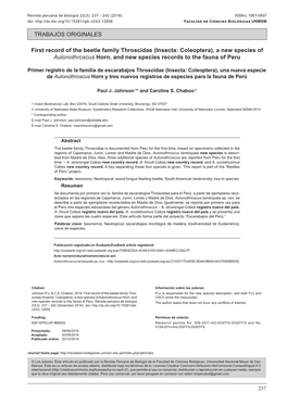 Primer Registro De La Familia De Escarabajos Throscidae (Insecta
