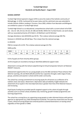 Turnbull High School Standards and Quality Report – August 2020