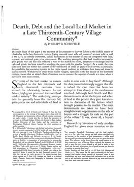 Dearth, Debt and the Local Land Market in a Late Thirteenth-Century Village Community* by PHILLIPP IL SCHOFIELD