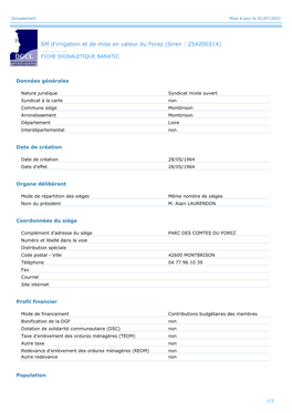 S MIXTE D'irrigation ET DE MISE EN VALEUR DU FOREZ (Siren : 254200314)