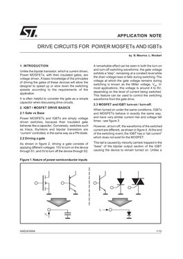 DRIVE CIRCUITS for POWER Mosfets and Igbts
