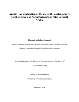Arabizi: an Exploration of the Use of the Contemporary Youth Netspeak on Social Networking Sites in Saudi Arabia